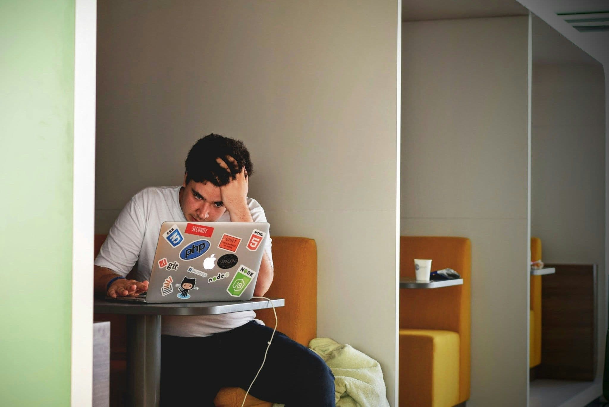 Student Anxiously Prepares for Job Interview in Between Classes